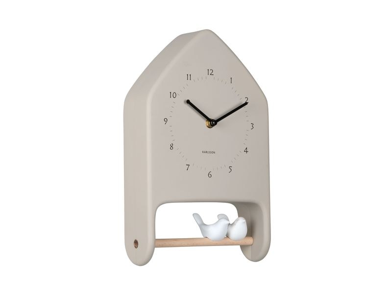 KARLSSON | Wanduhr Love Birds | 20 x 32 cm, Warm grey