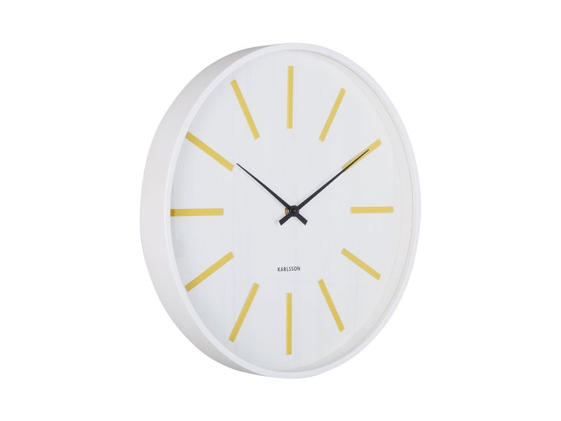 KARLSSON | Wanduhr Arruga Retro | 40 cm, White with citrine yellow