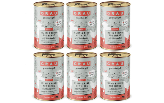 Grau Dog Puppy Huhn + Rind + Hirse KIT