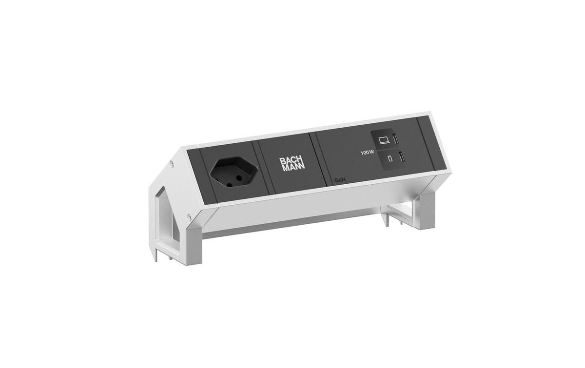 DESK2 1xT13 1xUSB C/C 100W 0,2m INOX
