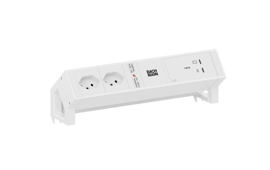 DESK2 2xT13 1xUSB C 100W 0,2m RAL9010 ws