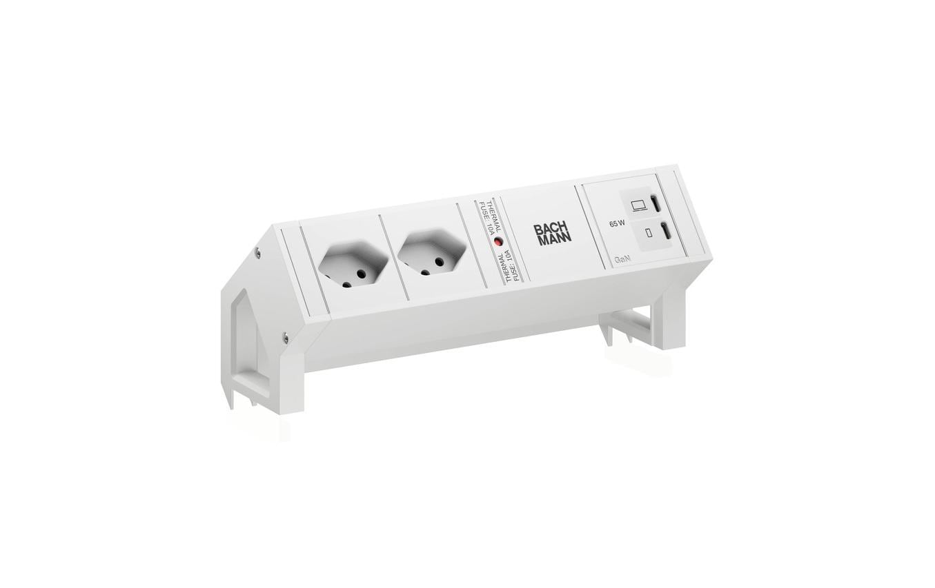DESK2 white 2xT13 1xUSB C 65W 0,2m RAL9010