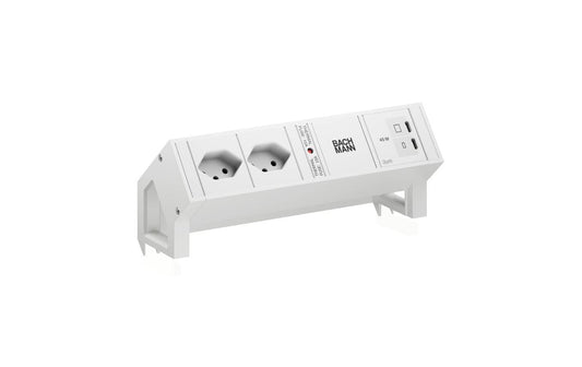 DESK2 white 2xT13 1xUSB C 45W 0,2m RAL9010