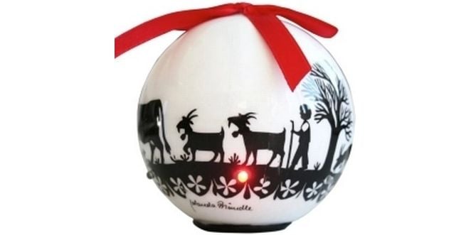 creanorm | CN Weihnachtskugel Scherenschnitt LED | Glas, inkl. 3xLR44 Batterien