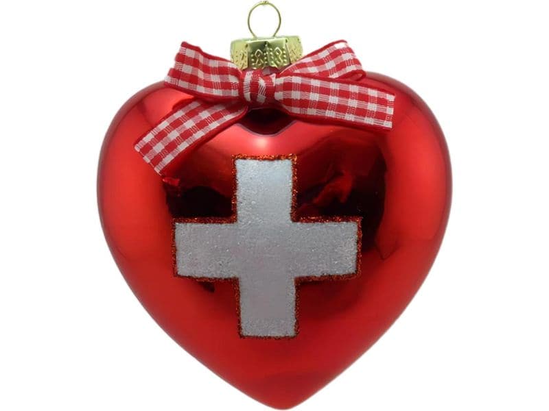creanorm | CN Weihnachtskugel Herz Schweizerkreuz | Glas