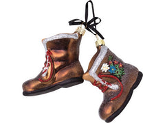 creanorm | CN Weihnachtskugel Stiefel | Glas, mit Edelweiss und Enzian