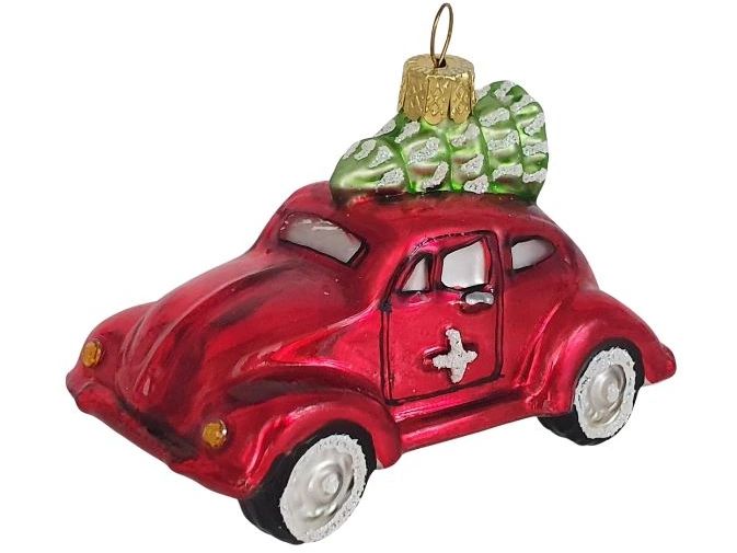 creanorm | CN Weihnachtskugel VW Auto mit Tannenbaum | Glas