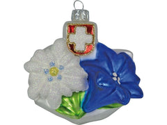 creanorm | CN Weihnachtskugel Edelweiss-Enzian Blume | Glas