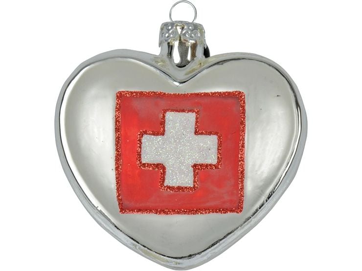 creanorm | CN Weihnachtskugel Herz mit CH Kreuz | Glas