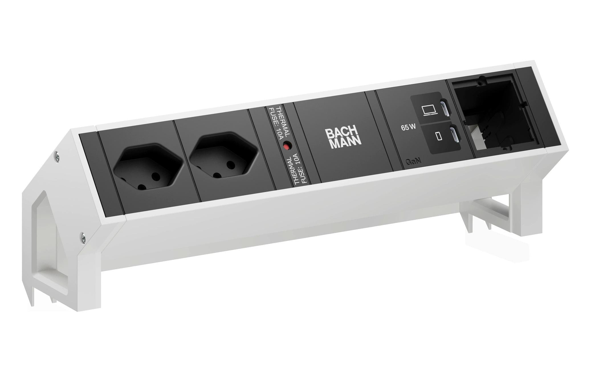 DESK2 2xT13 1xUSB C/C 65W CM 0,2m RAL9010