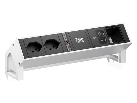 Bachmann | DESK2 2xT13 1xUSB C/C 45W 1xCM 0,2m INOX | 0.2 m, 45 W