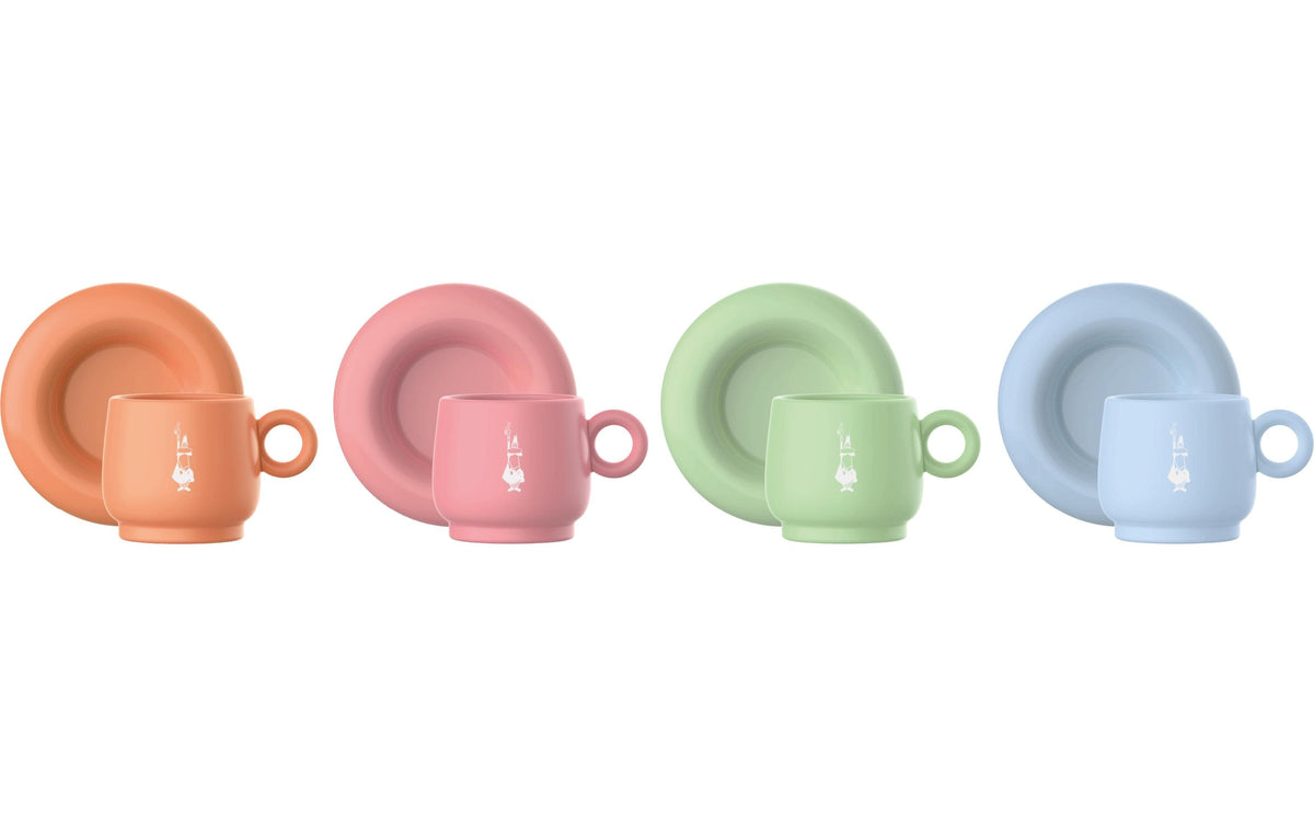 Bialetti Tassen Set grün,orange,blau, pink