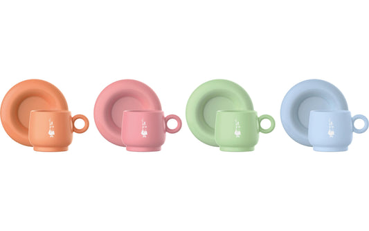 Bialetti Tassen Set grün,orange,blau, pink