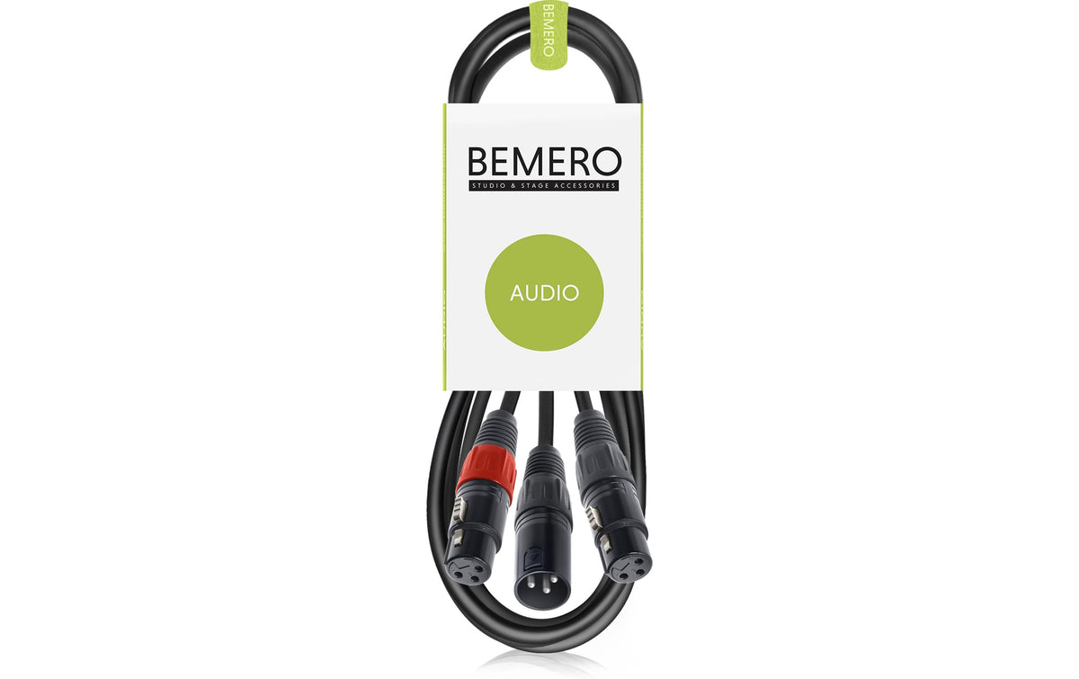 Bemero BAC4142-150BK XLRm - 2x XLRf 1.5m
