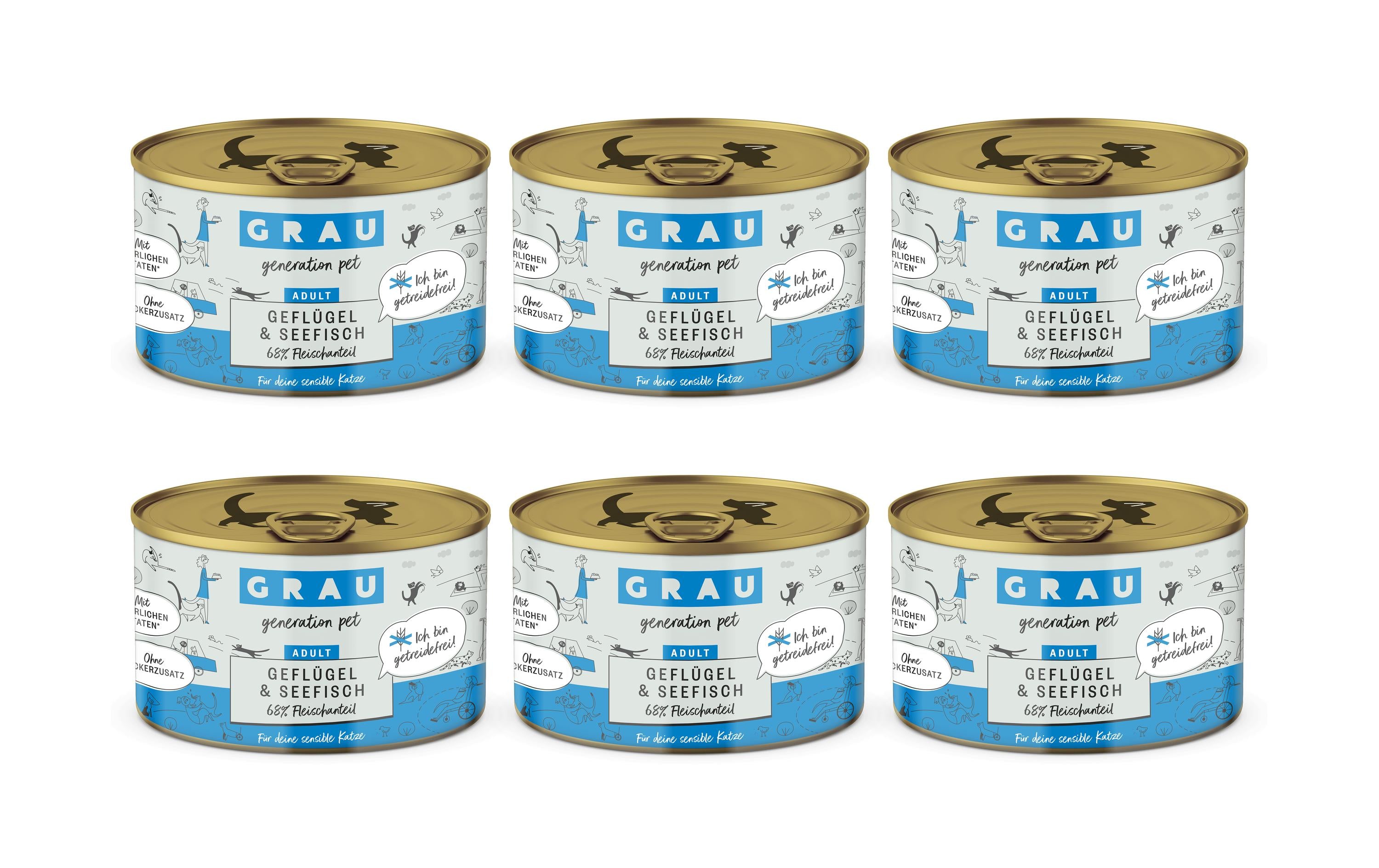 Grau Cat Geflügel + Seefisch 6x200g KIT