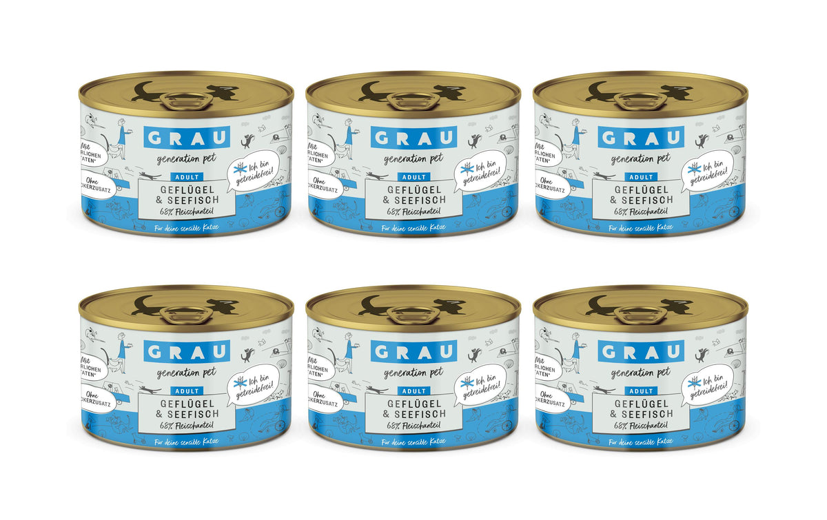 Grau Cat Geflügel + Seefisch 6x200g KIT