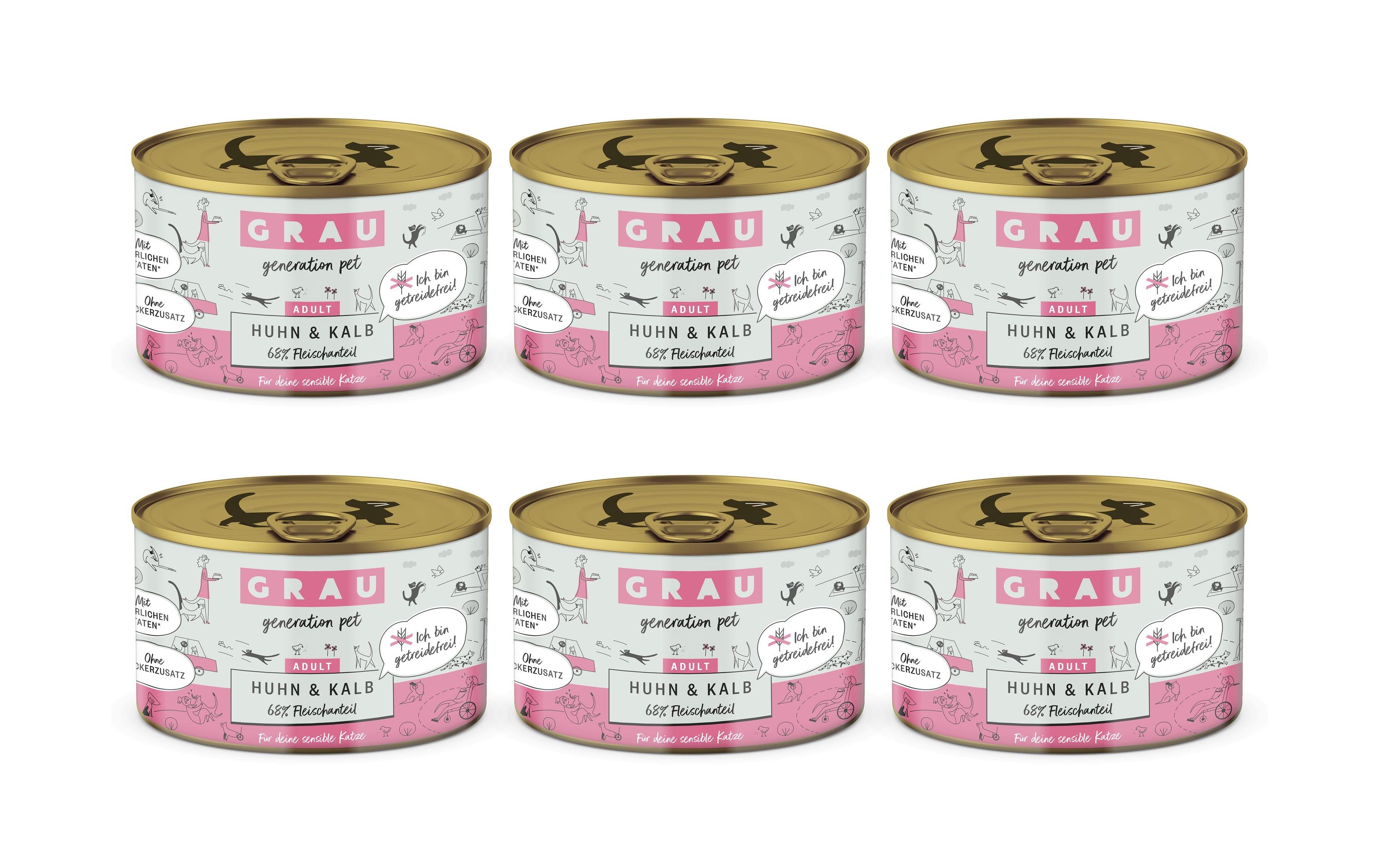 Grau Cat Huhn + Kalb 6x200g KIT