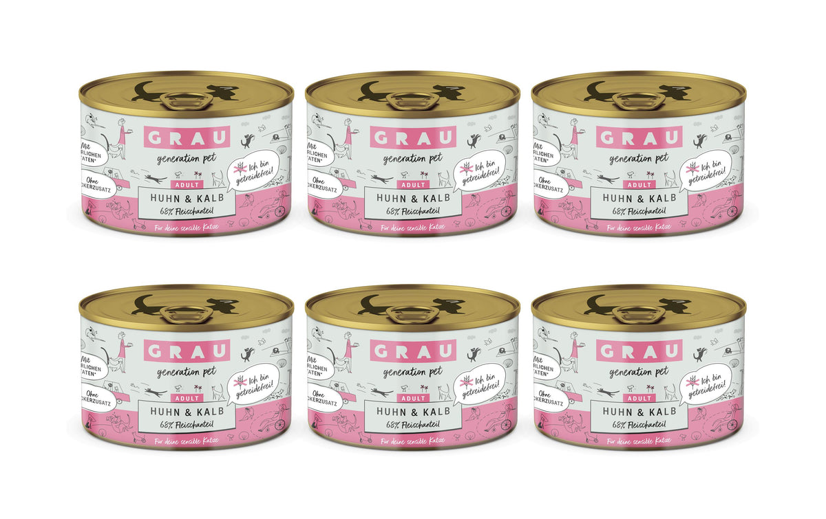 Grau Cat Huhn + Kalb 6x200g KIT