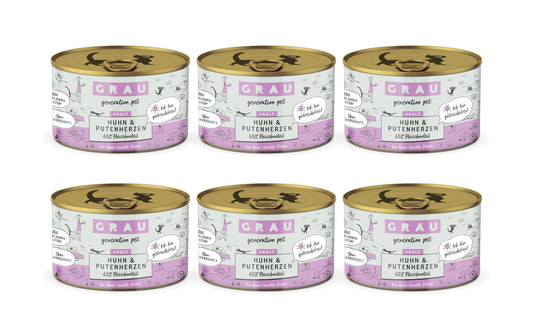 Grau Cat Huhn + Putenherzen 6x200g KIT