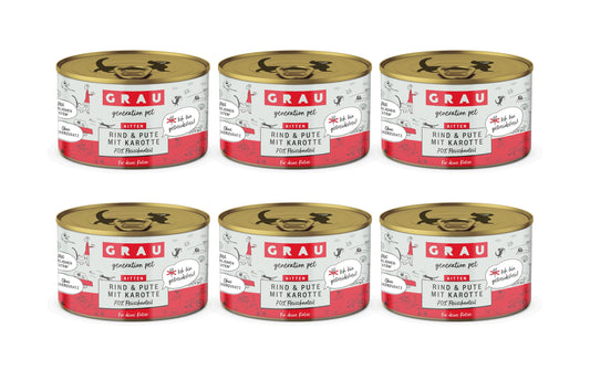Grau Cat Kitten Rind+Pute+Karotte 6x200gKIT