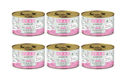 Grau Cat Kitten Huhn + Ente 6x200g KIT