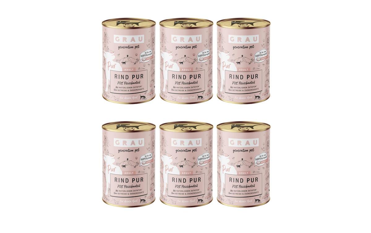 Grau Dog Rind Pur 6x400g KIT