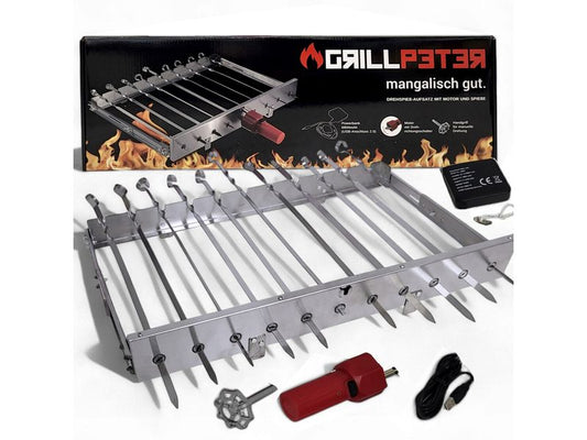 GRILLPETER | Schaschlik Spiessdreher Motor USB | für 11 Spiesse