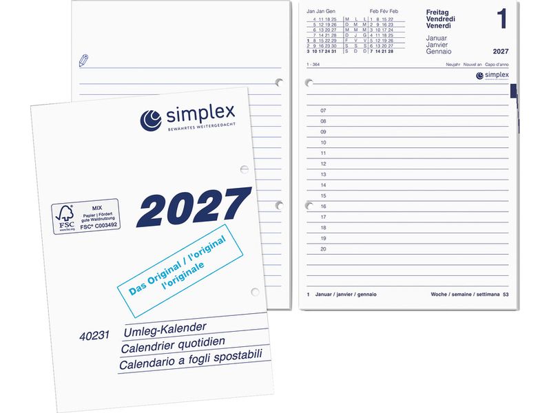 Simplex | Pultkalender 2027 | 121x173mm