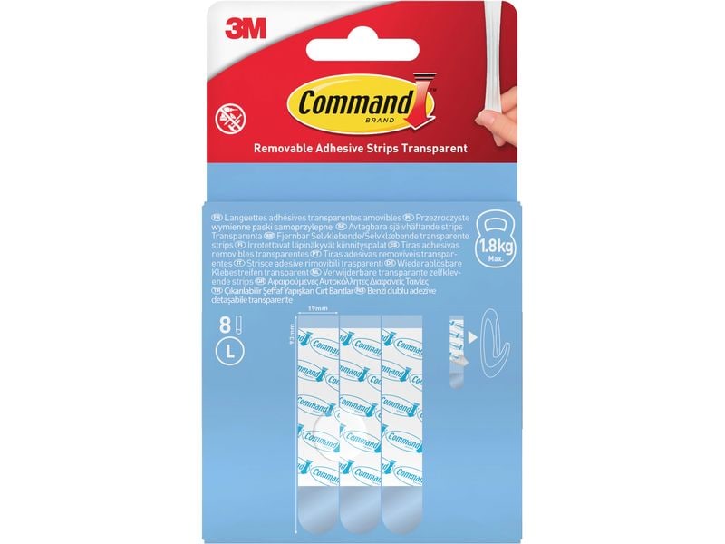 Command | Wiederablösbare Command Strips, 8 Strips | 17023CLR-8-EU, transparent, gross