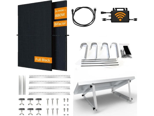 Technaxx | Solar Balkonkraftwerk 600W TX-355 | HMS-600,2x 440 W Modul, 2x Halterung, K 5m