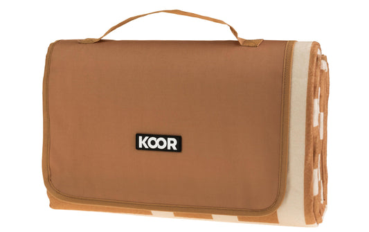 KOOR | Picknickdecke Stripe check braun | 150 x 200cm , 100% Polyester