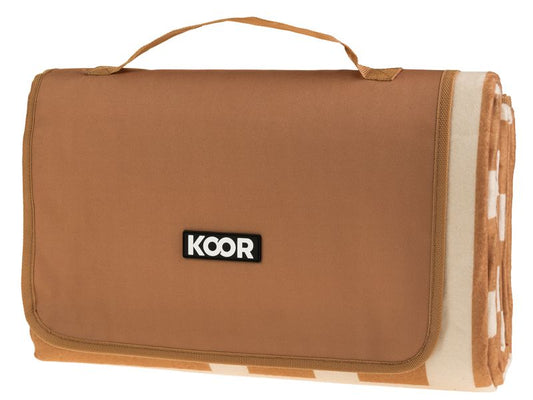 KOOR | Picknickdecke Stripe check braun | 150 x 200cm , 100% Polyester