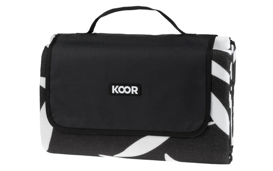 KOOR | Picknickdecke Leaves schwarz | 200 x 200cm , 100% Polyester