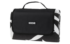 KOOR | Picknickdecke Leaves schwarz | 200 x 200cm , 100% Polyester