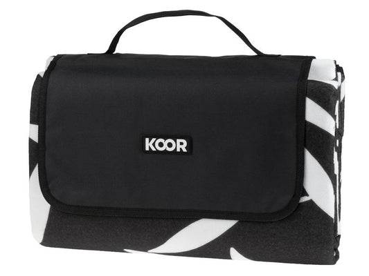 KOOR | Picknickdecke Leaves schwarz | 200 x 200cm , 100% Polyester
