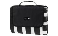 KOOR | Picknickdecke Stripe check schwarz | 200 x 250cm , 100% Polyester