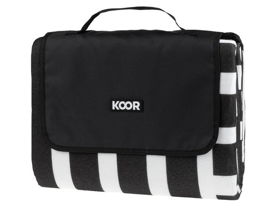 KOOR | Picknickdecke Stripe check schwarz | 200 x 250cm , 100% Polyester