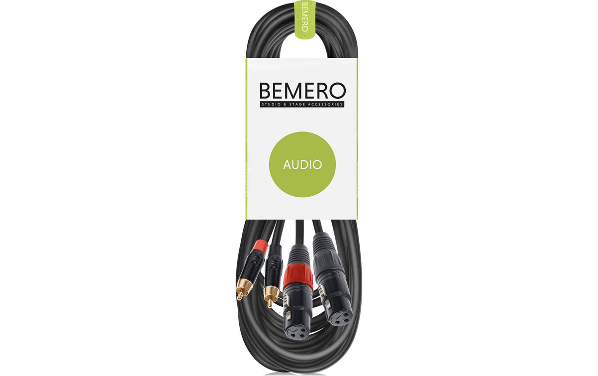 Bemero BAC2544-1000BK 2x XLRf - 2x RCAm 10m