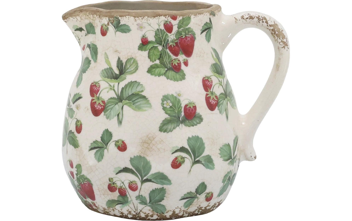 Chic Antique Kanne mit Erdbeeren