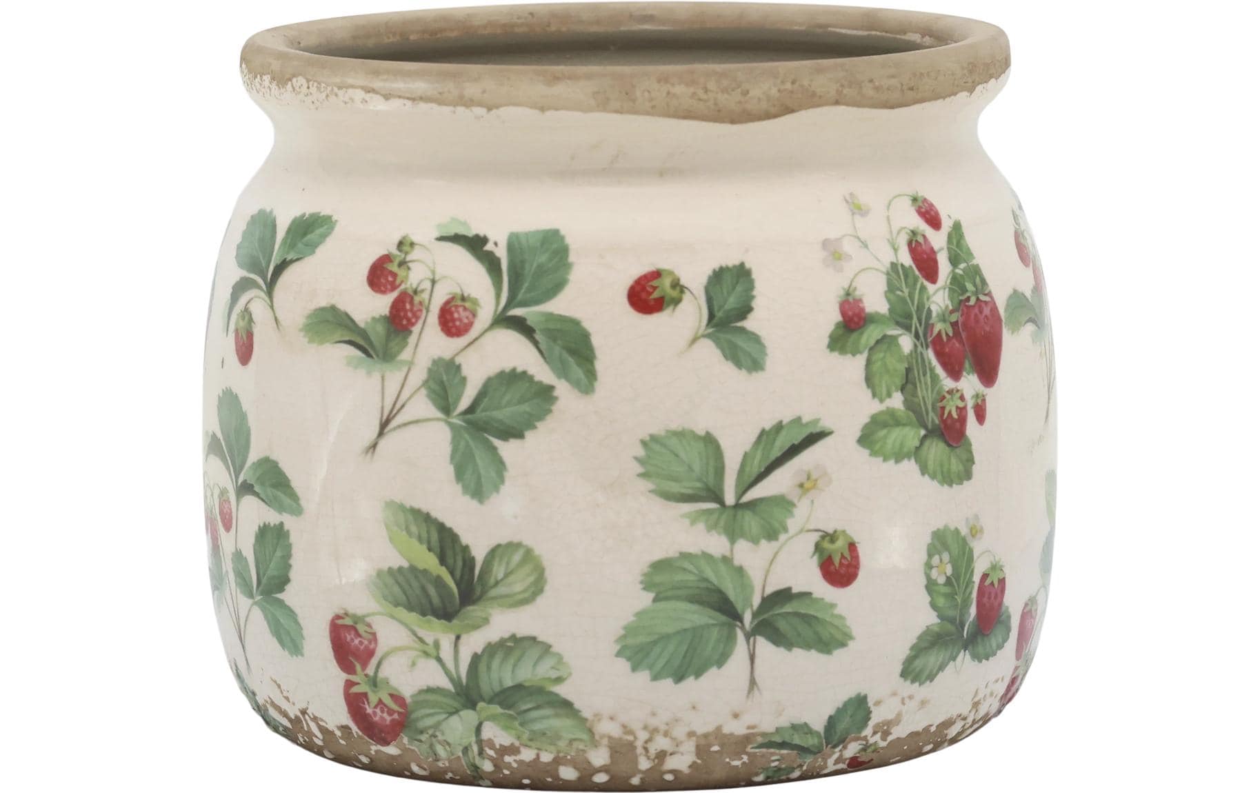 Chic Antique Übertopf mit Erdbeeren