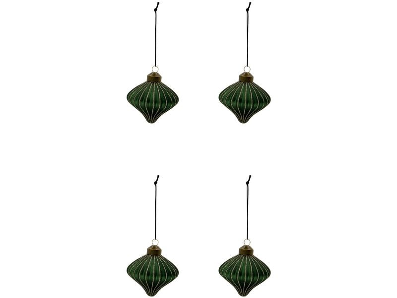 House Doctor | Weihnachtskugel Spin | 4er Set, D: 8 cm, Green