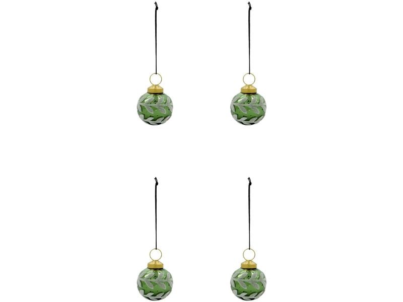 House Doctor | Weihnachtskugel Vellu | 4er Set, D: 6 cm, Green