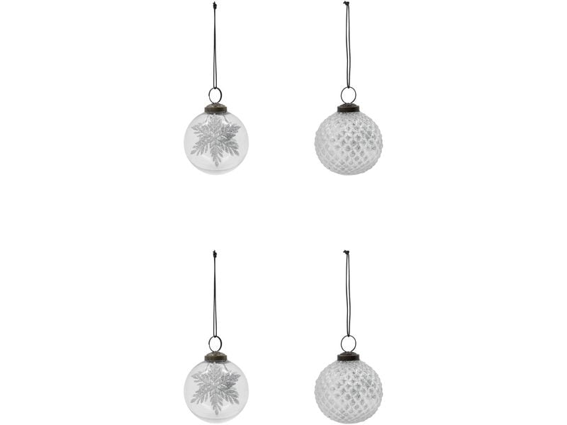 House Doctor | Weihnachtskugel Snowi | 4er Set, D: 7.5 cm