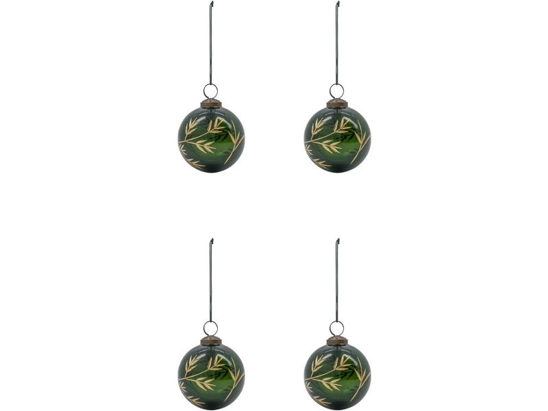 House Doctor | Weihnachtskugel Green | 4er Set, D: 7.5 cm