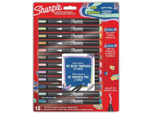 Sharpie | Kreativmarker Acryl | earth tones, bullet, 12er