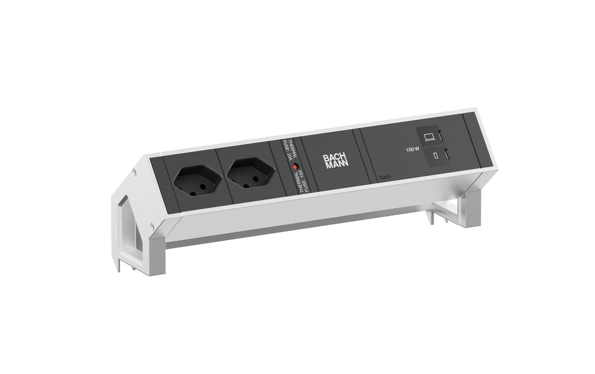DESK2 2xT13 1xUSB C/C 100W 0,2m INOX