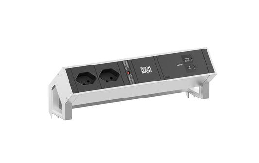 DESK2 2xT13 1xUSB C/C 100W 0,2m INOX