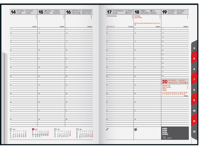 Stewo | Geschäftsagenda 2027 Time Square | 17 x 24 cm, 1 W/2S, schwarz