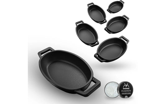 Gusskoenig | Eingebrannte oval Mini-Pfanne 6 set
