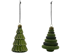 House Doctor | Weihnachtskugel Bäume | 2erSet, 9x7 cm & 9.5x6.5 cm